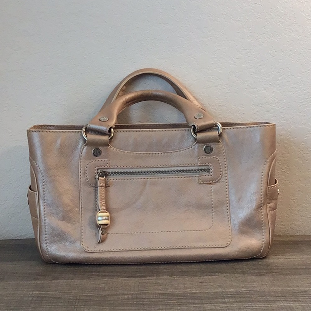 Celine Tan Champagne Boogie Leather Bag